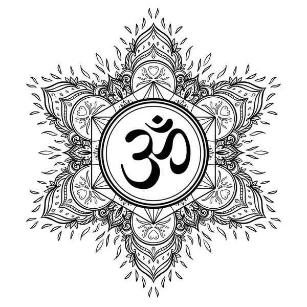 Diwali om Symbol mit Mandala. rundes Muster. vintage style dec — Stockvektor
