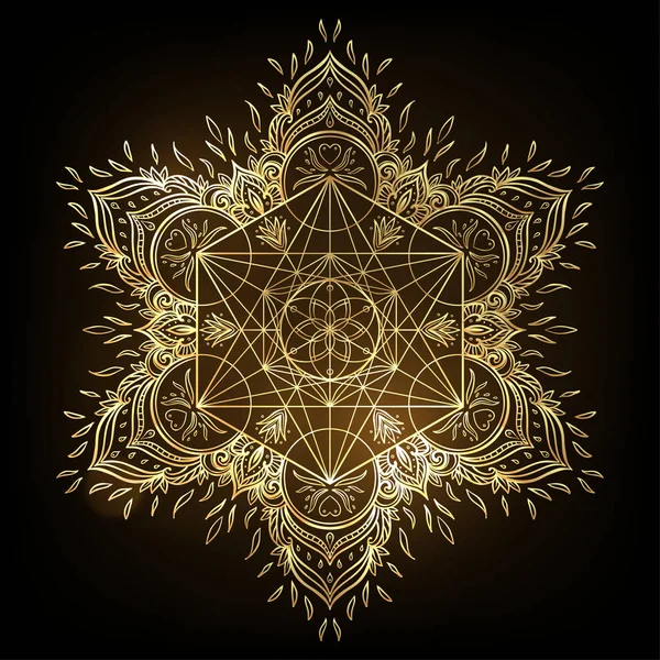 神聖な幾何学要素と装飾的なマンダラ ラウンド パターン私 — ストックベクタ