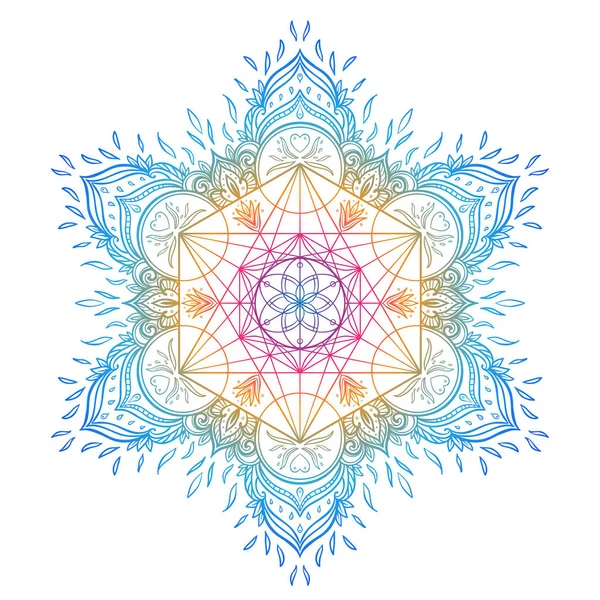 Mandala decorativo patrón redondo con elemento de geometría sagrada Me — Vector de stock