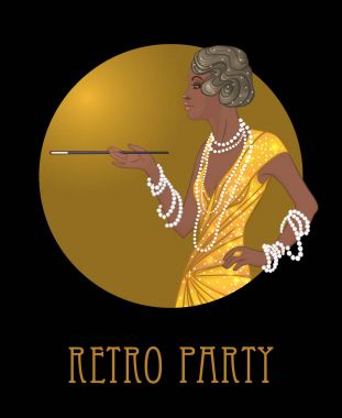 Retro fashion: glamour girl of twenties (African American woman) clipart