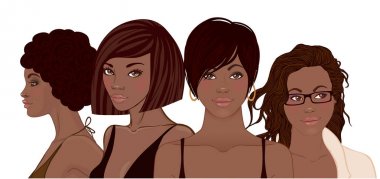 Afro-Amerikan güzel kızlar grubu. Kadın portre. Siyah b