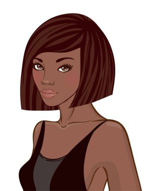 Afro-Amerikan güzel kız portre. Siyah Güzellik kavramı. VEC
