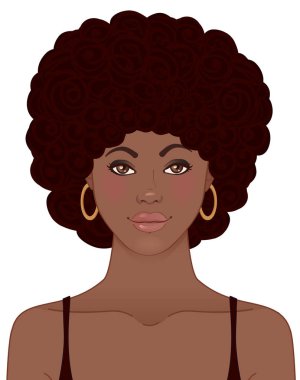 Afro-Amerikan güzel kız portre. Siyah Güzellik kavramı. VEC