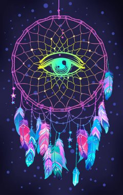Kızılderili tılsım dreamcatcher göz ile el çekilmiş