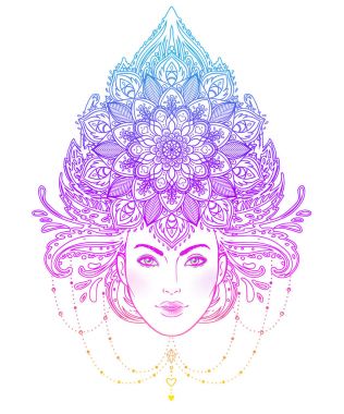 Kabile erime Boho Diva. Güzel Asyalı ilahi kız ile süslü