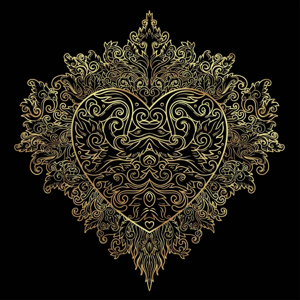 Coeur décoratif de style balinais. Vecteur Saint Valentin orné — Image vectorielle