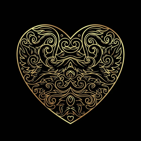 Corazón de estilo balinés ornamental. Vector día de San Valentín adornado — Vector de stock