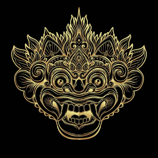 Barong. Traditional ritual Balinese mask. Vector decorative orna — Stock Vector