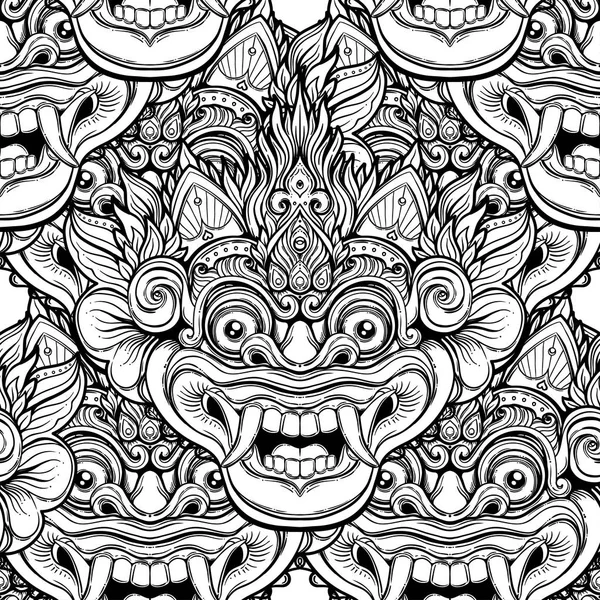 Barong. Ritual tradicional máscara balinesa. Orna decorativa vectorial — Vector de stock