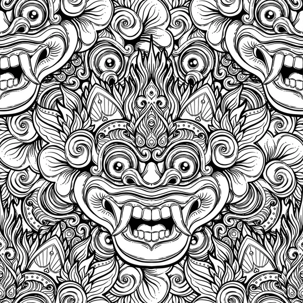 Barong. Ritual tradicional máscara balinesa. Orna decorativa vectorial — Vector de stock