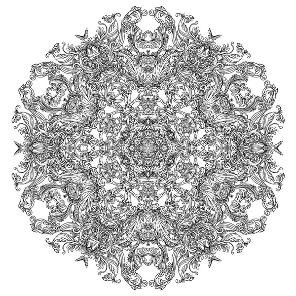 Mandala barroca vintage. Hermoso patrón redondo vector. Mano dr — Archivo Imágenes Vectoriales