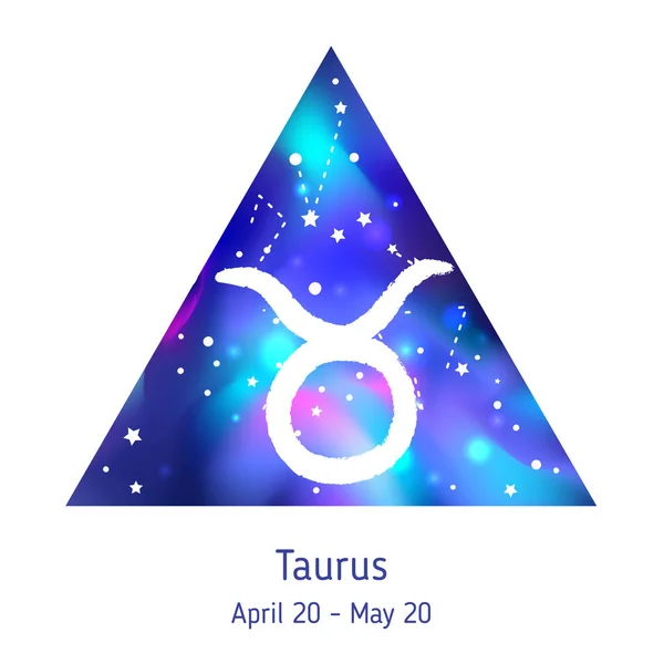 Signo do zodíaco Touro sobre triângulo hipster com sta galáctica espacial — Vetor de Stock
