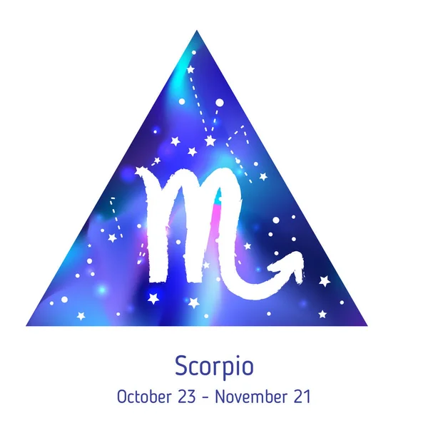 Signe du zodiaque Scorpion sur triangle hipster avec espace galactique st — Image vectorielle