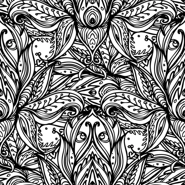 Vetor ornamental Lotus Boêmio floral paisley sem costura ornamen — Vetor de Stock