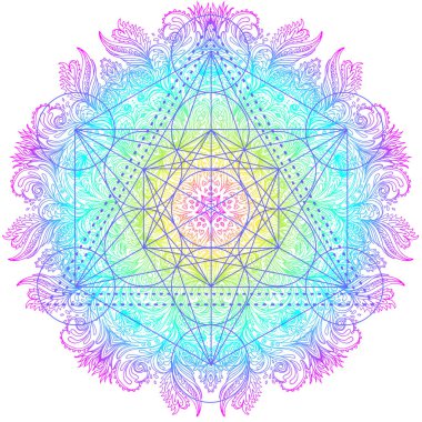 Dekoratif mandala yuvarlak kutsal geometri ile desen