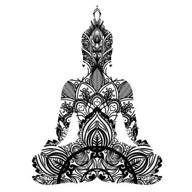 Sitting Buddha silhouette. Vintage decorative vector illustratio clipart