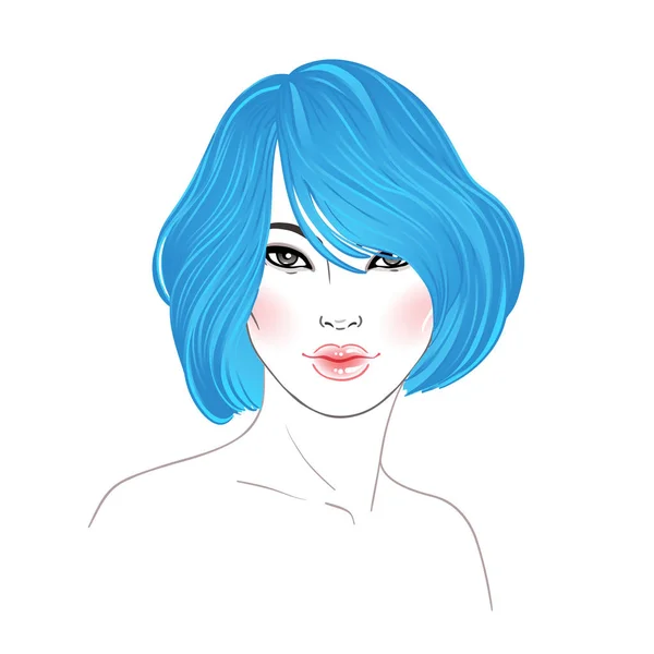 Beauté du Coran. Illustration mode. Coiffure, cheveux bleus teints. H — Image vectorielle