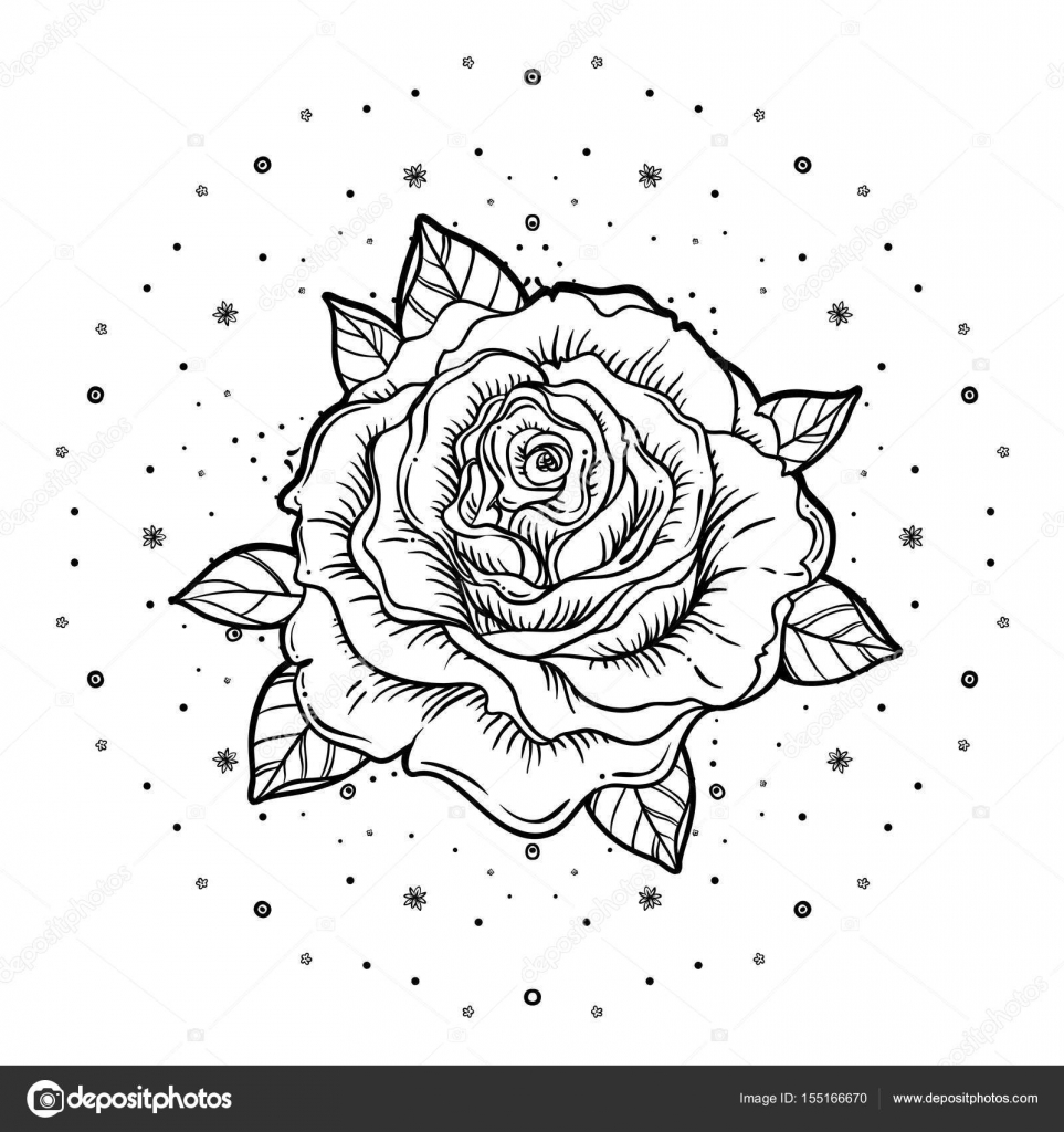 Blackwork tattoo flash Tutto l occhio vedente Cristian Croce con fiore di rosa Geometria sacra Illustrazione vettoriale isolato su bianco Disegno del