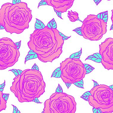 Derin mavi arka plan üzerinde kırmızı gül. Sorunsuz zarif vintage fl