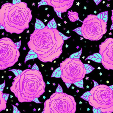 Derin mavi arka plan üzerinde kırmızı gül. Sorunsuz zarif vintage fl