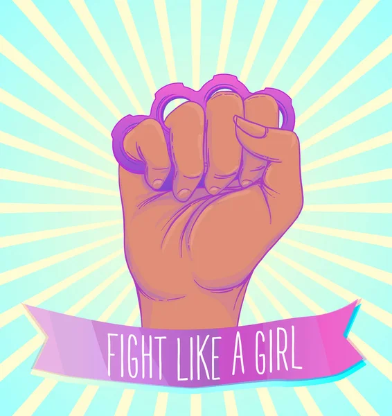 Afrikalı-Amerikalı kadın eli ile onu yumruk kaldırdı. Kız Powe