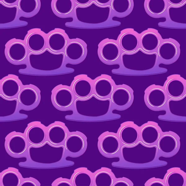 Fight like a girl. Seamless Pattern. Purple brass knuckles icon — Stock Vector