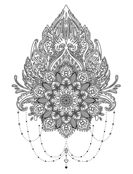 ムーン アラベスク、民族とベクトル装飾の蓮の花、 — ストックベクタ