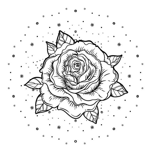 Rosicrucianism szimbólum. Blackwork tattoo flash. Minden látás szem, C — Stock Vector