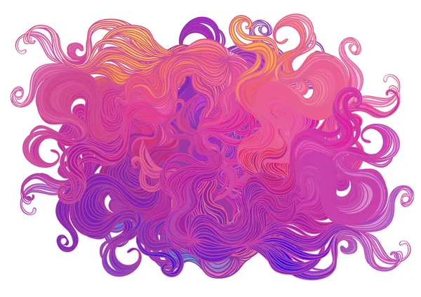 Vektor růžová abstraktní ručně kreslený vzorek s vlnami a mraky. S — Stockový vektor