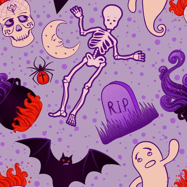 Halloween söta sömlösa mönster. Med titeln vektorillustration. Fab — Stock vektor