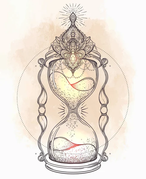 Декоративний античний пісочний годинник з ілюстрацією троянд ізольовано на — стоковий вектор