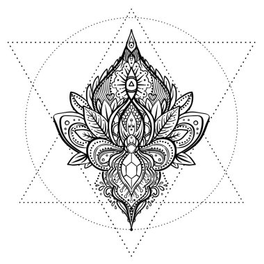 Süs çiçek, etnik sanat, desenli Hint desenli vektör. 