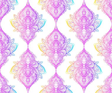 Vektör süs Lotus çiçeği, etnik sanat, Hint pai desenli