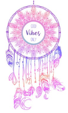 Kızılderili tılsım dreamcatcher fea ile el çekilmiş