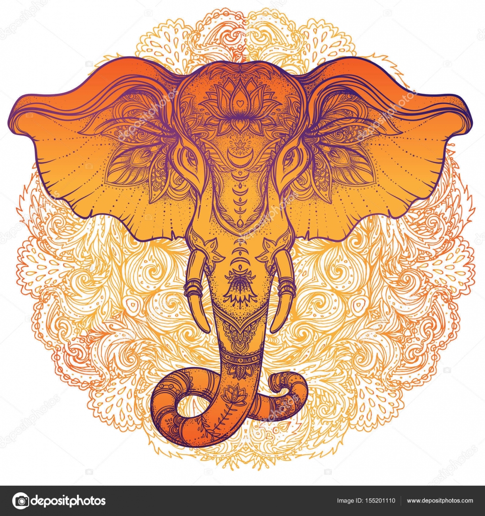 Beautiful hand-drawn tribal style elephant over mandala. Colorfu Stock Vector Image by ©vgorbash #155201110 Beautiful hand-drawn tribal style elephant over mandala. Colorfu Stock Vector Image by ©vgorbash #155201110