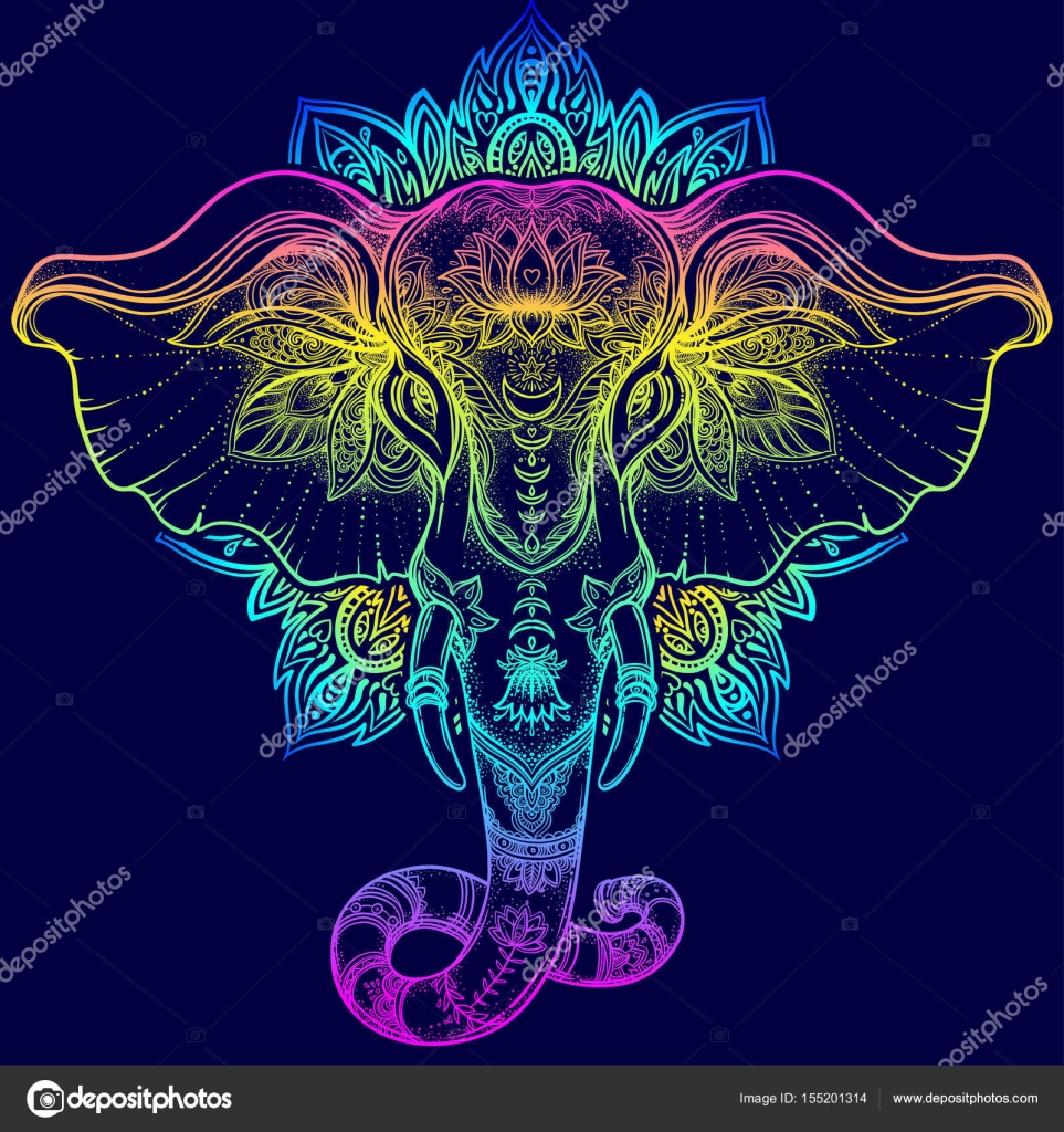 Download Beautiful hand-drawn tribal style elephant over mandala ...