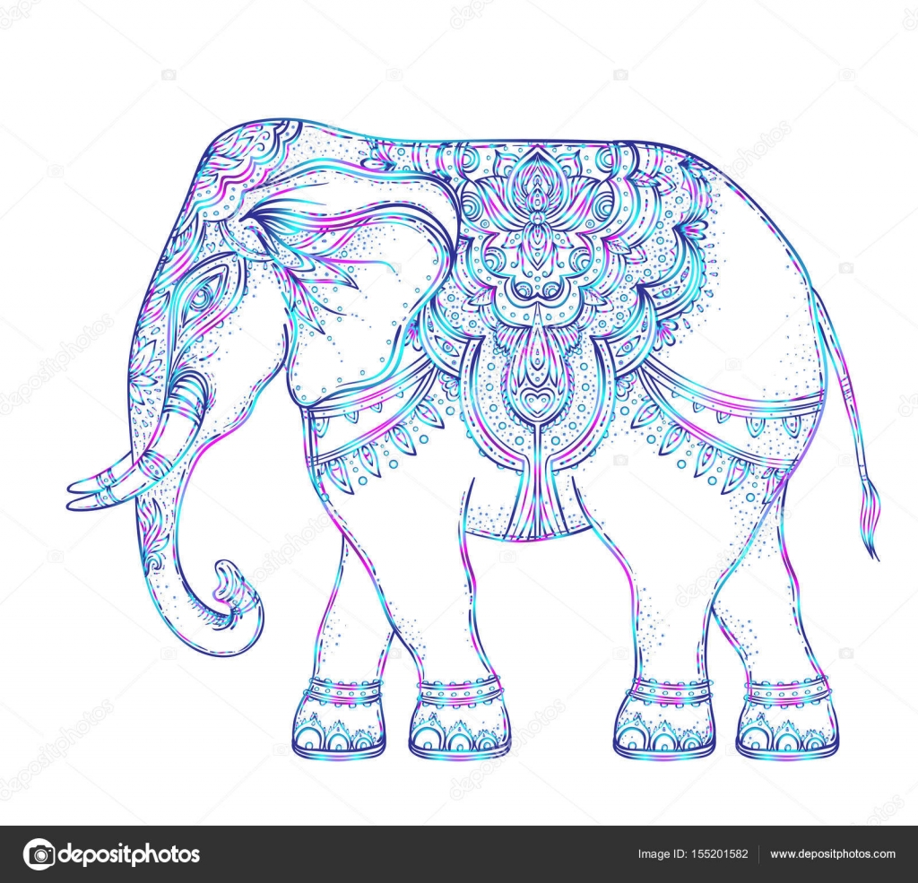 Beautiful hand-drawn tribal style elephant over mandala. Colorfu Stock  Vector Image by ©vgorbash #155201582