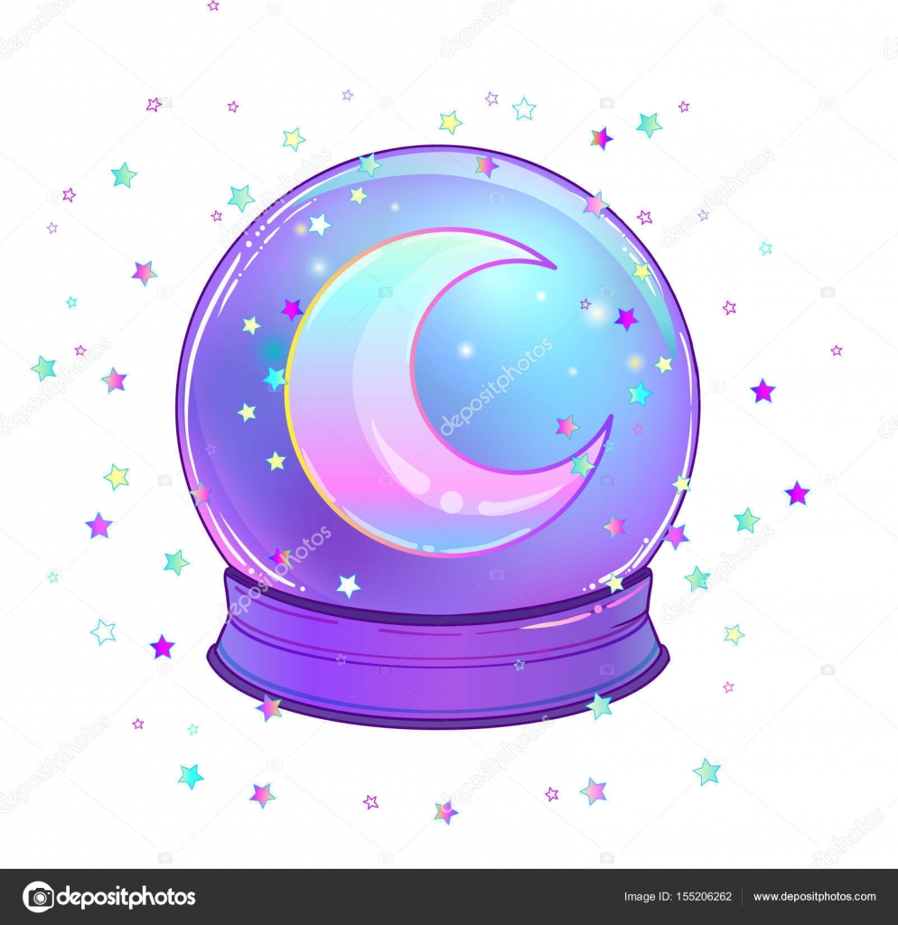 luna e stelle variopinte isolate su bianco Illustrazione vettoriale carino raccapricciante Disegno gotico simbolo magico mistico colori pastello