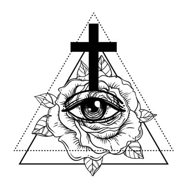 Rosicrucianism sembolü. Siyahişi tattoo flash.