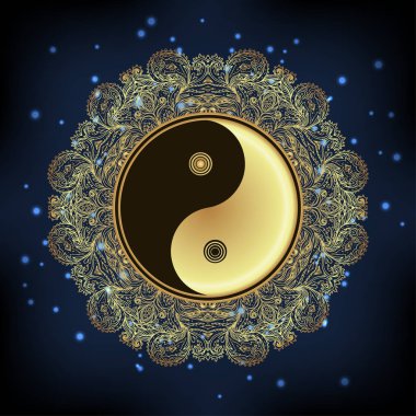 Yin ve yang Tao mandala sembolü. Yuvarlak süsleme desen. Vektör 