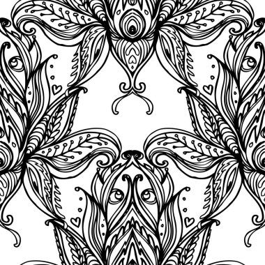 Vektör süs Lotus çiçeği, etnik sanat, Hint pai desenli