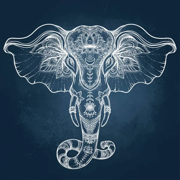 Mandala üzerinde güzel çizilmiş kabile stili fil. Colorfu
