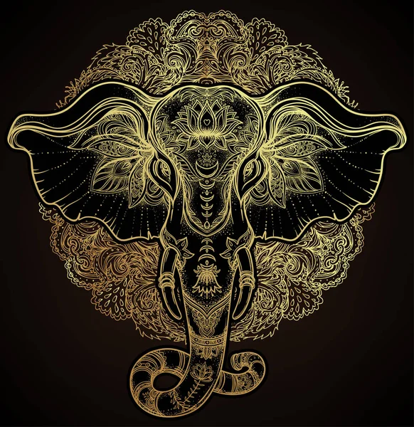 Mandala üzerinde güzel çizilmiş kabile stili fil. Colorfu