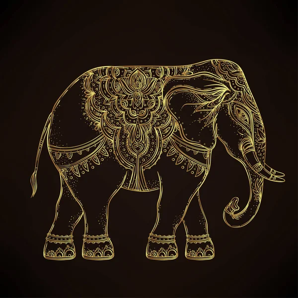 Mandala üzerinde güzel çizilmiş kabile stili fil. Colorfu