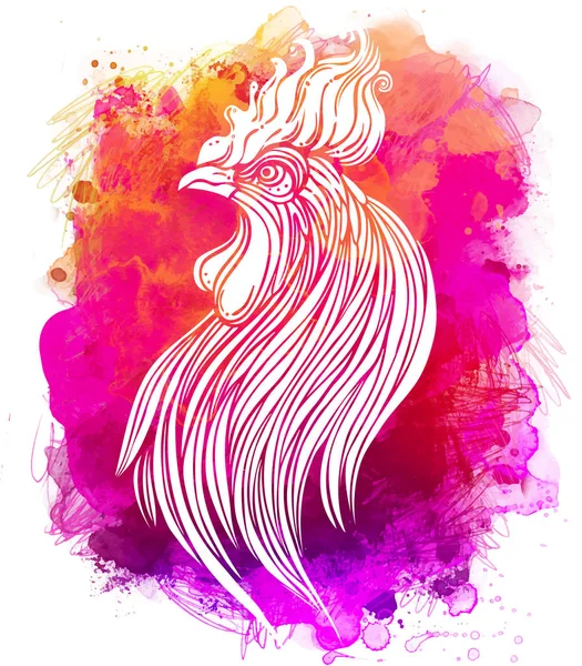 Gallo, simbolo zodiacale cinese dell'anno 2017. Vettore colorato — Vettoriale Stock