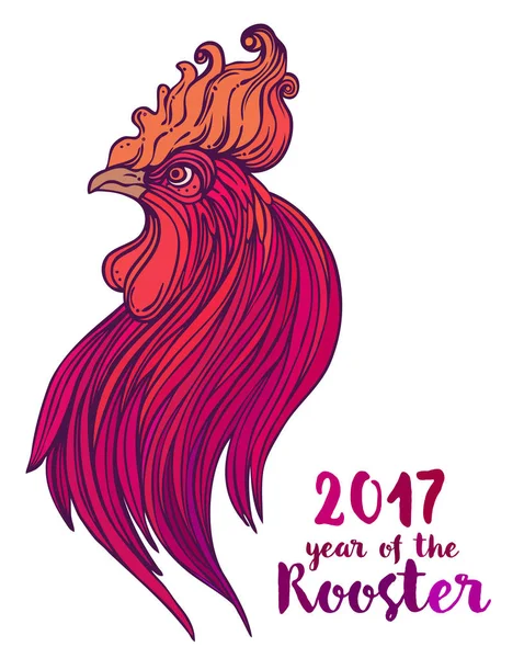 Rooster, Chinese zodiac symbol of the 2017 year. Colorful vector — Stock Vector