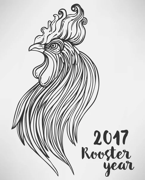 Rooster, Chinese zodiac symbol of the 2017 year. Colorful vector — Stock Vector