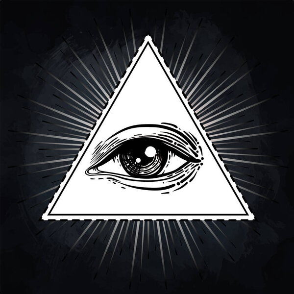 Eye of Providence. Masonic symbol. All seeing eye inside triangl
