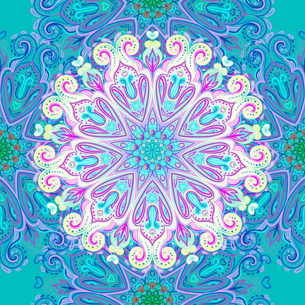 Mandala motif sans couture. Éléments décoratifs vintage. Tirage à la main — Image vectorielle