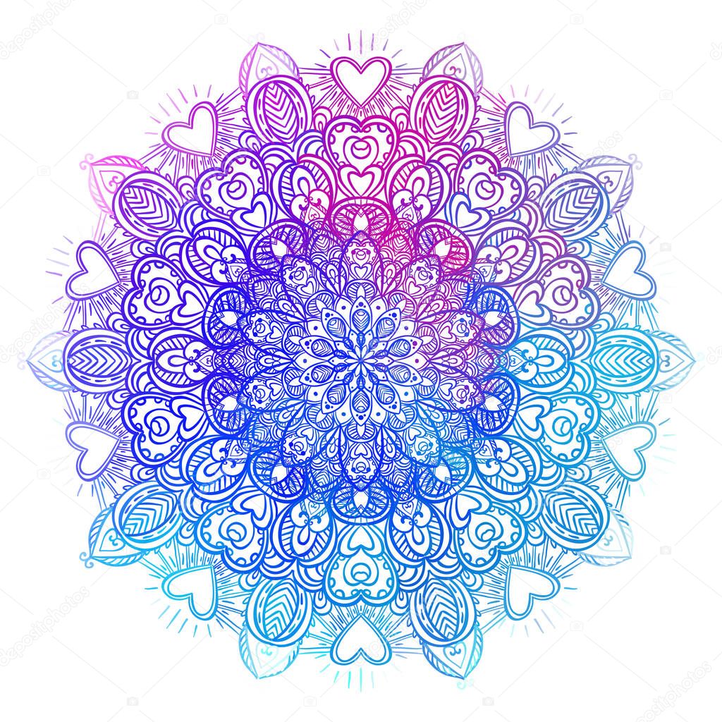 Vector ornamental mandala inspired ethnic art, patterned Indian 